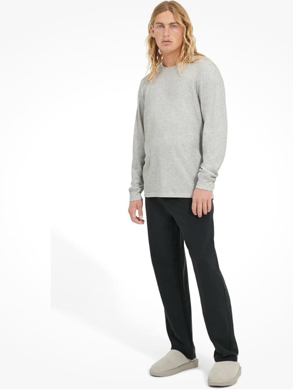UGG Men's Waylen Sleepwear Set, Grey Heather / Black, Small